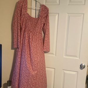 Soft SHEIN long dress. Red with white and blue flowers. Very beautiful. NWOT